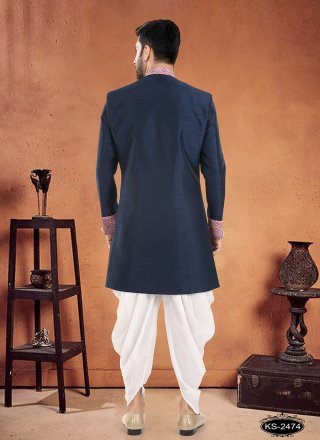 Silk Sherwani Mens Wear In Blue