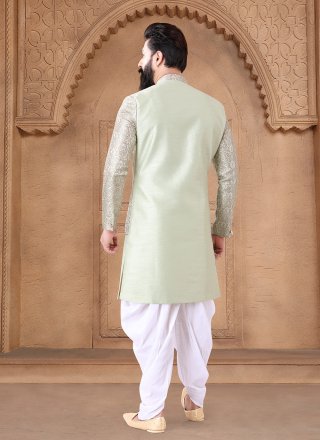 Silk Sherwani Mens Wear with Embroidered and Sequins Work
