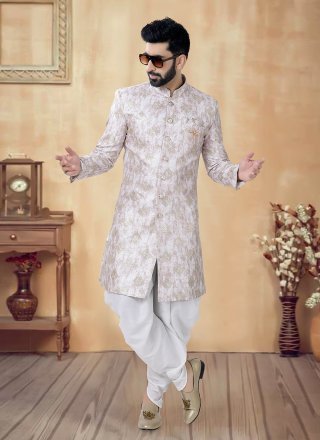 Silk Sherwani Mens Wear with Embroidered, Sequins and Thread Work