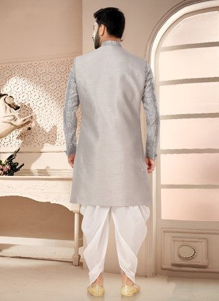Silk Sherwani Mens Wear with Print Work