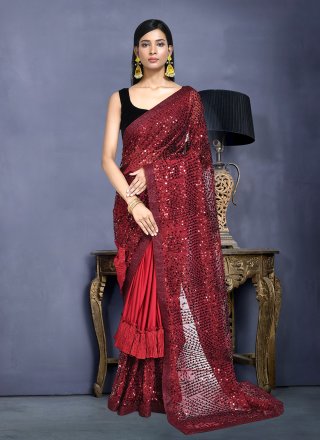 Silk Traditional Saree In Maroon