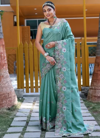 Silk Traditional Saree In Teal