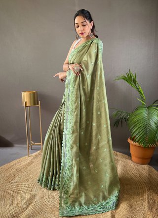 Silk Traditional Saree with Embroidered and Resham Thread Work