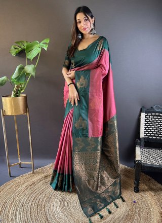 Silk Traditional Saree with Woven and Zari Work