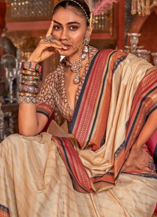 Silk Trendy Saree In Cream
