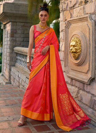 Silk Trendy Saree In Orange
