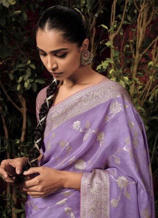 Silk Trendy Saree In Purple