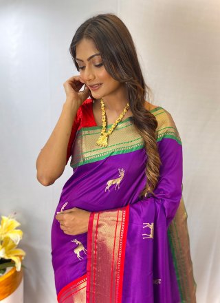 Silk Trendy Saree In Purple