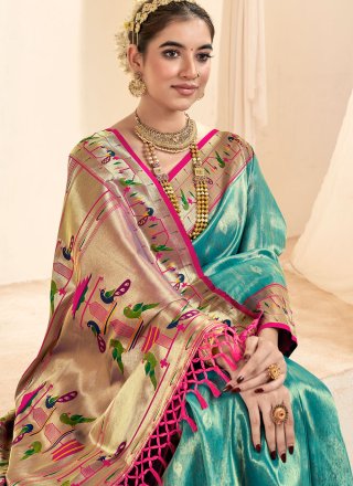Silk Trendy Saree In Turquoise