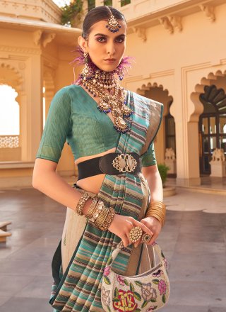 Silk Trendy Saree In Turquoise