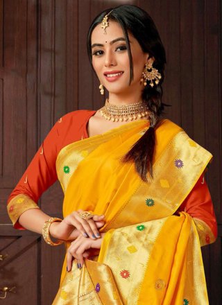 Silk Trendy Saree In Yellow