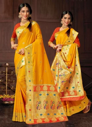 Silk Trendy Saree In Yellow