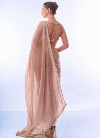 Silk Trendy Saree with Patch Border, Cord and Cut Work