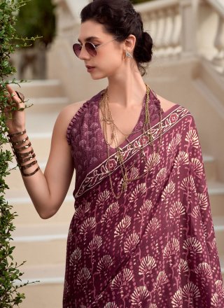 Silk Trendy Saree with Print Work