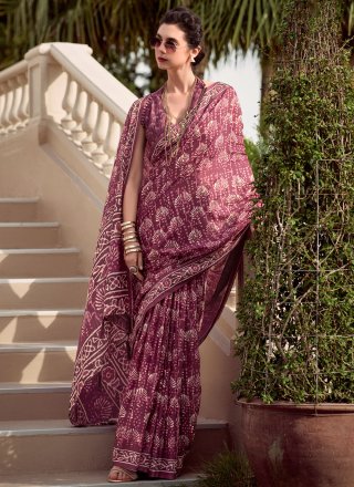 Silk Trendy Saree with Print Work