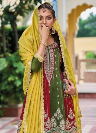 Silk Trendy Suit with Embroidered Work