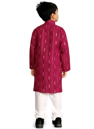 Soft Cotton Kurta Pyjama In Maroon and Rani
