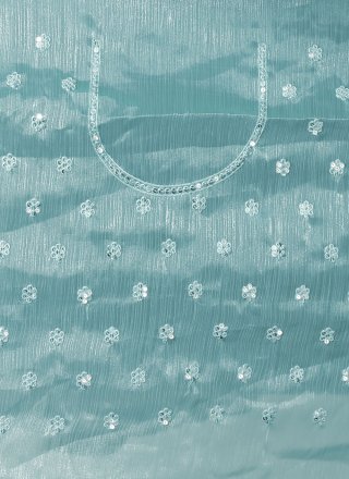 Sonorous Aqua Blue Burburry Classic Saree