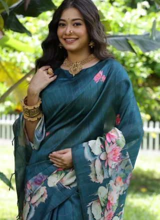 Sonorous Morpeach Tussar Silk Classic Sari