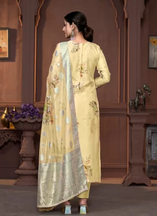 Sonorous Yellow Organza Pant Style Suit