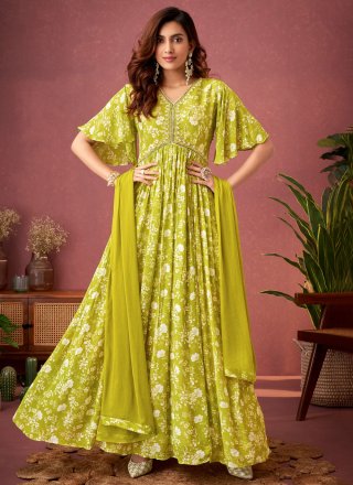 Mehndi green Lehnga sari with rooshing and sequins embroidery blouse – ADI