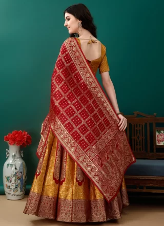 Spellbinding Mustard Jacquard Silk Lehenga Choli