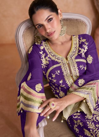 Splendid Violet Chinon Salwar Suit