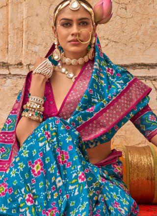 Sterling Blue Silk Traditional Saree
