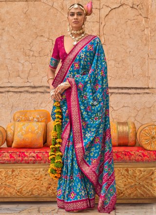 Sterling Blue Silk Traditional Saree