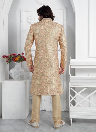 Sterling Gold Art Silk Sherwani Mens Wear