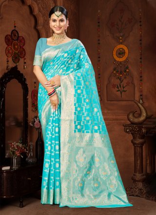 Sterling Turquoise Cotton Casual Sari