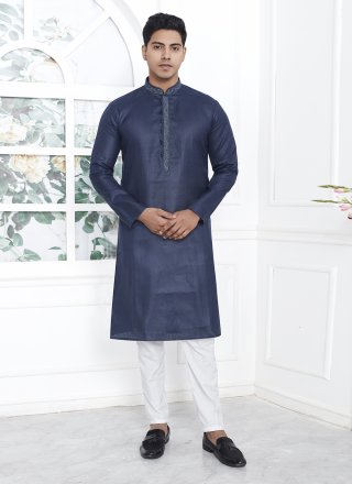 Strange Blue Cotton Kurta Pyjama