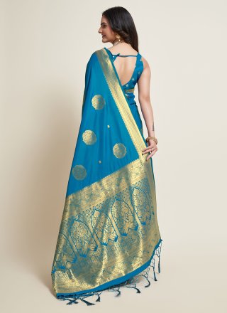 Strange Blue Silk Traditional Saree
