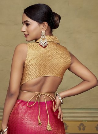 Stylish Gold Banarasi Silk Designer Blouse