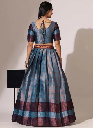Subtle Blue Silk Lehenga Choli with Woven Work