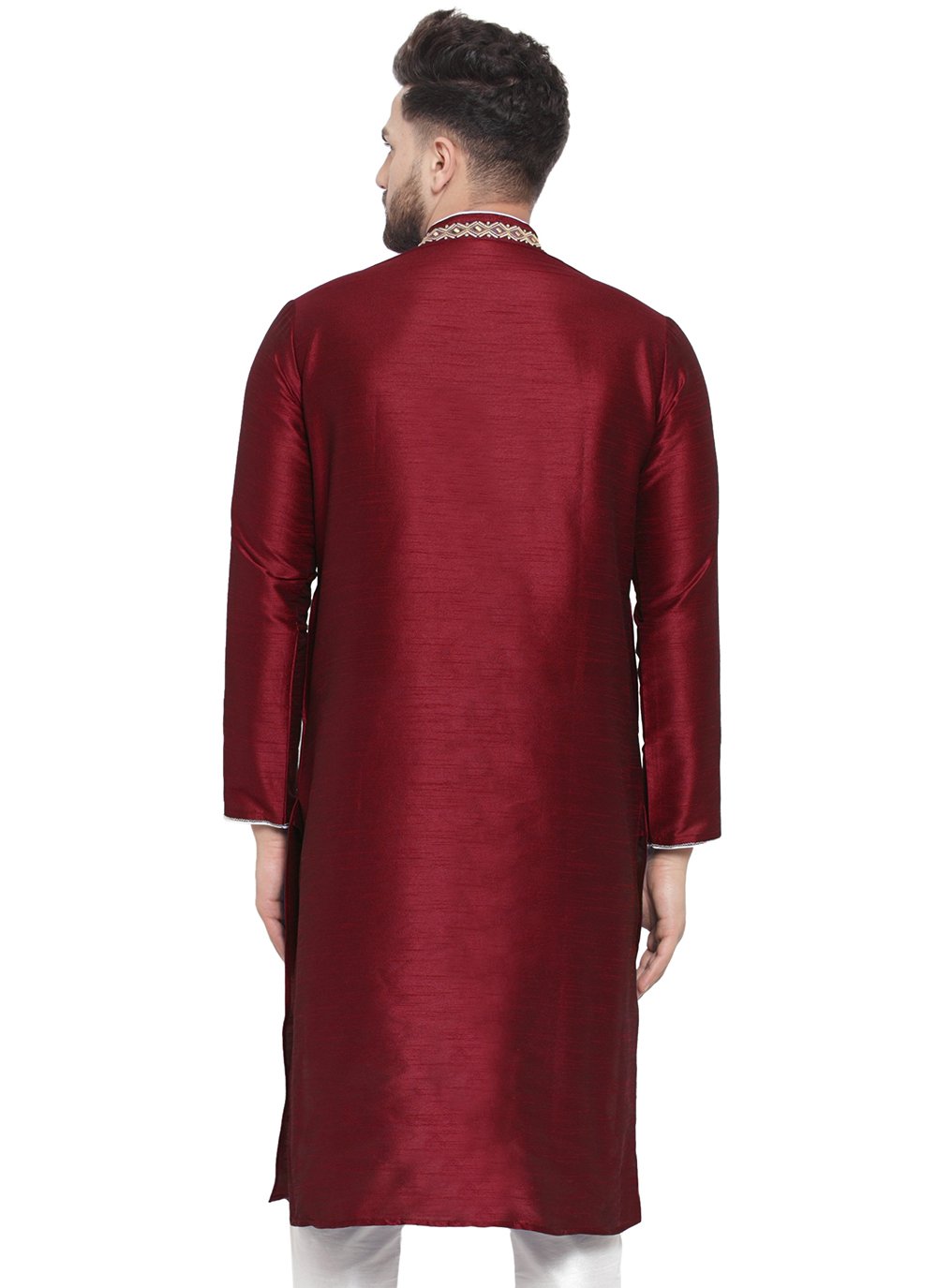 Shop Online Sumptuous Maroon Dupion Silk Kurta Mens Wear with ...