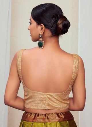 Surpassing Brown Banarasi Silk Designer Blouse with Jacquard and Weaving Work