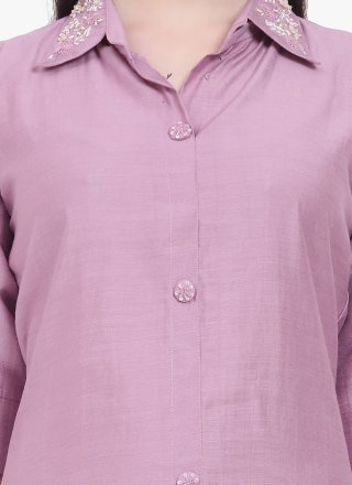 Surpassing Pink Cotton Silk Party Wear Kurti