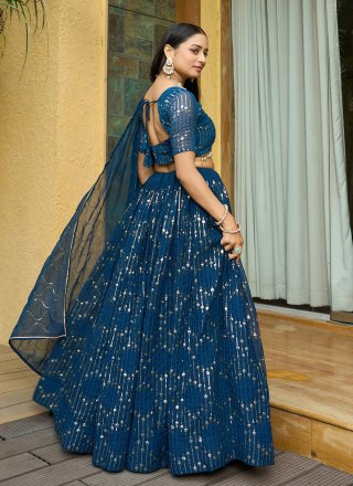 Teal Georgette A - Line Lehenga Choli