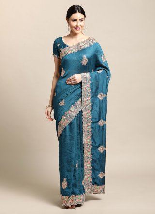 Teal Rangoli Classic Sari