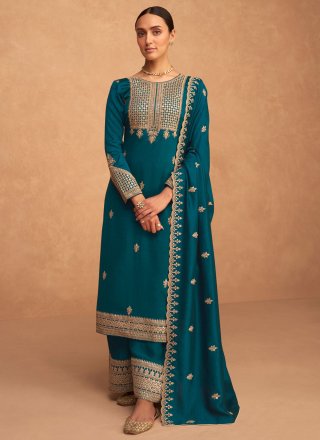 Teal Silk Salwar Suit
