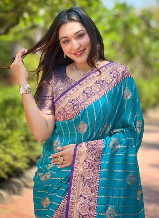 Teal Silk Traditional Saree