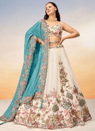 Trending 0Cream Bollywood Replica Lehenga Choli and Cream Bollywood Replica Chaniya Choli Online Shopping