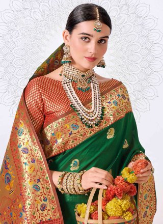 Tiptop Green Silk Designer Saree