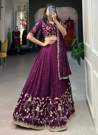 Tiptop Wine Vichitra Silk Lehenga Choli