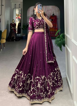 Tiptop Wine Vichitra Silk Lehenga Choli