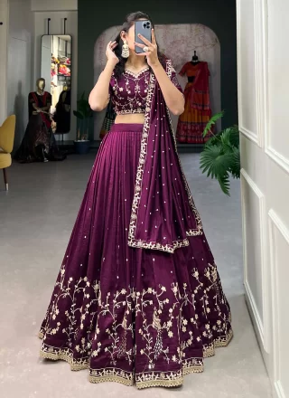 Tiptop Wine Vichitra Silk Lehenga Choli