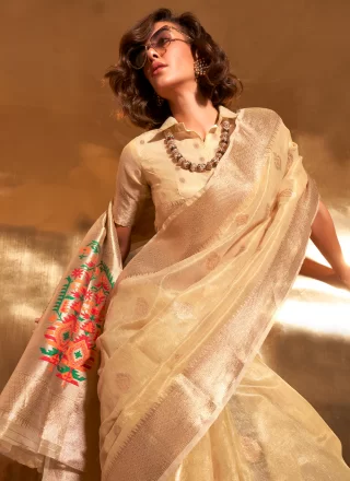 Tissue Contemporary Saree with Woven Work