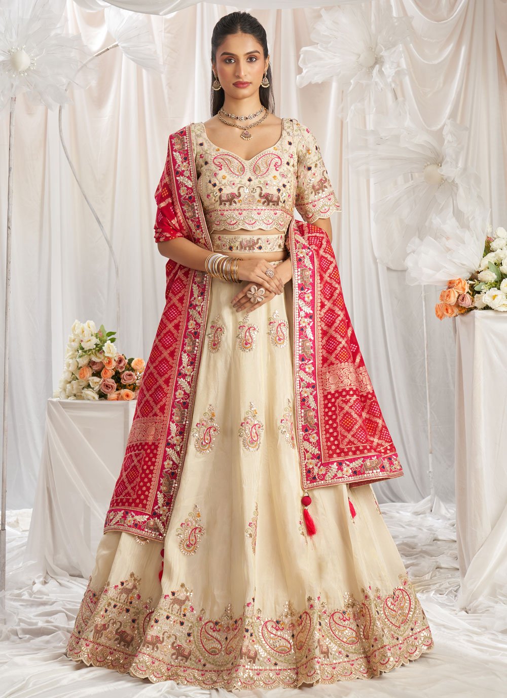 Cream Colour Lehenga Choli Cream Color Bridal Lehenga Choli