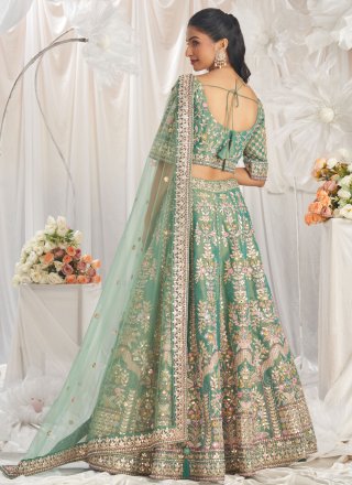 Tissue Lehenga Choli In Sea Green